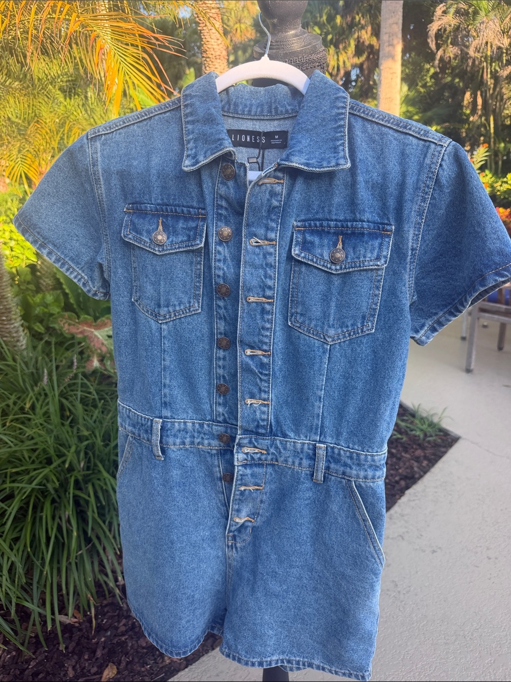 Lioness Blue Denim Short Romper NWT